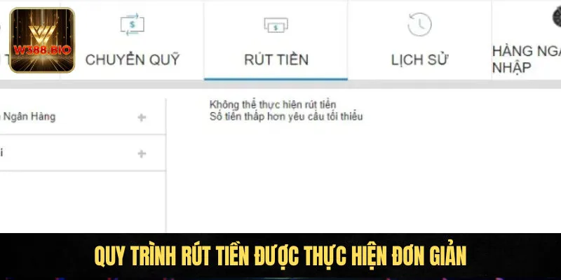 Quy trình rút tiền được thực hiện đơn giản